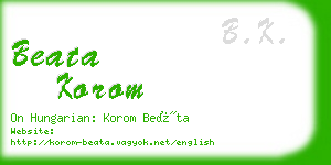 beata korom business card